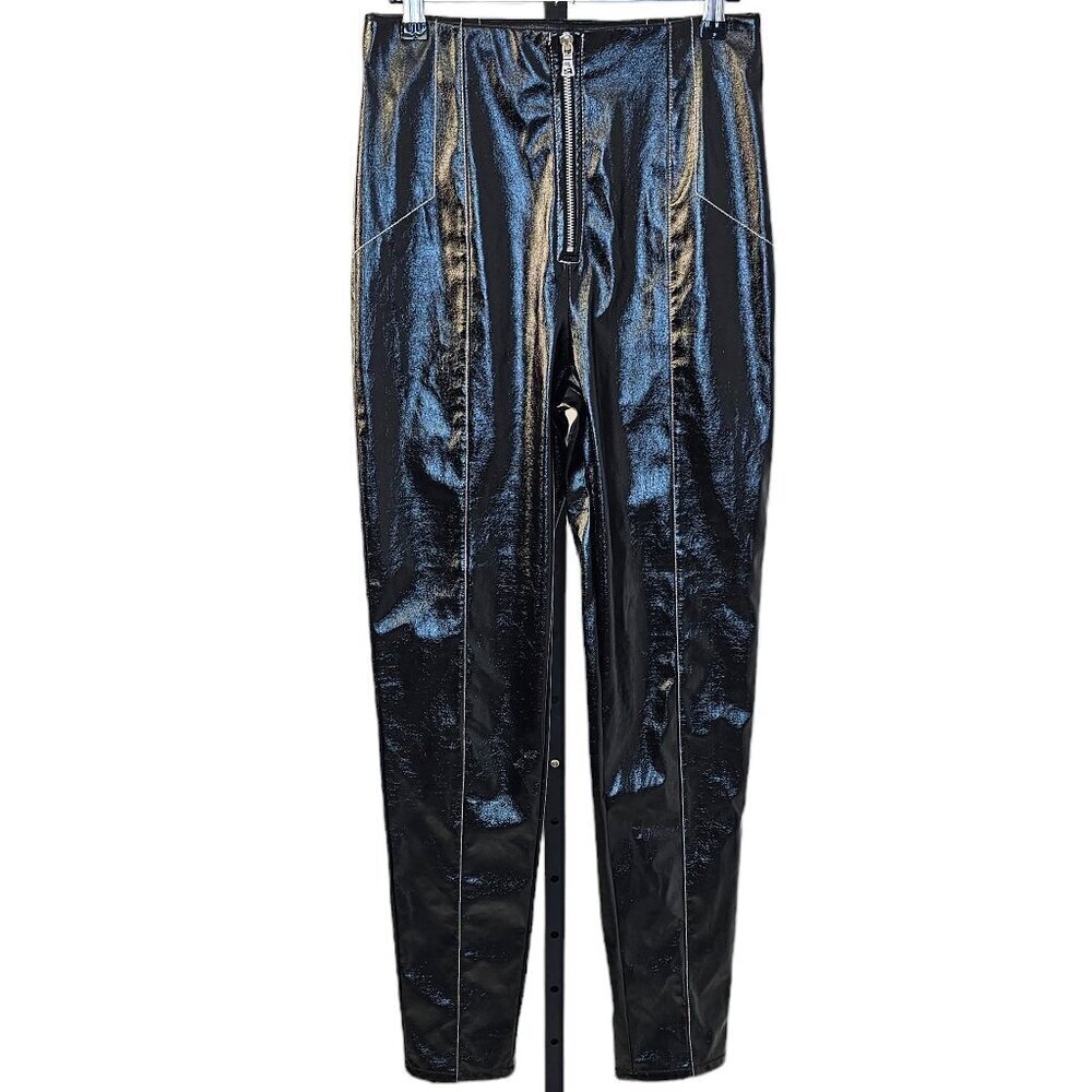 Aritzia Sunday Best Tessy Faux Leather High Rise Pant Size Small Black Zip Front